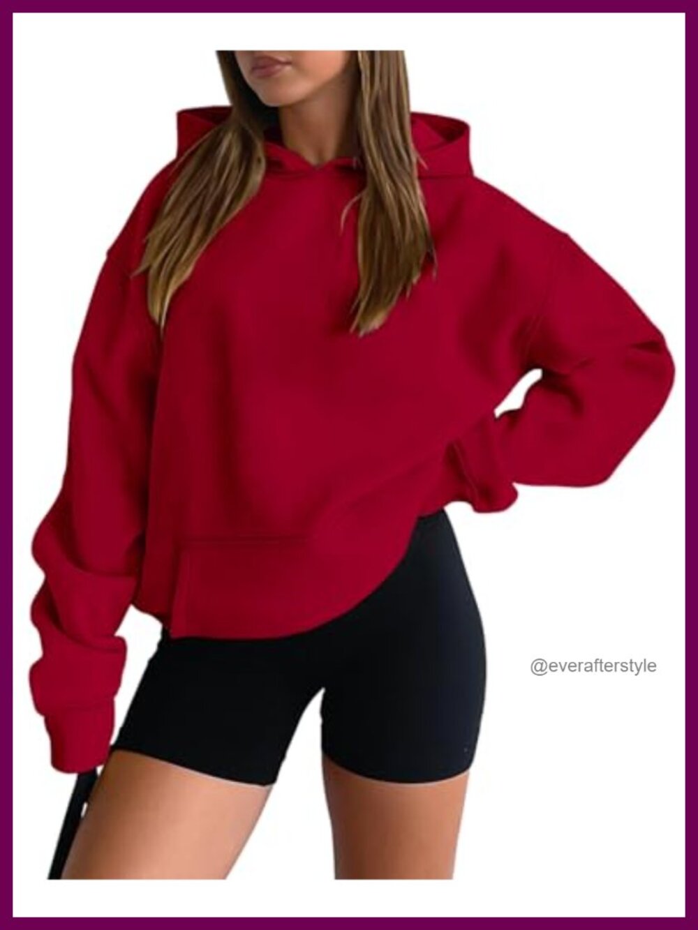 Women's Loose Fit Pullover Hoodie Drop Shoulder Kangaroo Pocket Sweatshirt